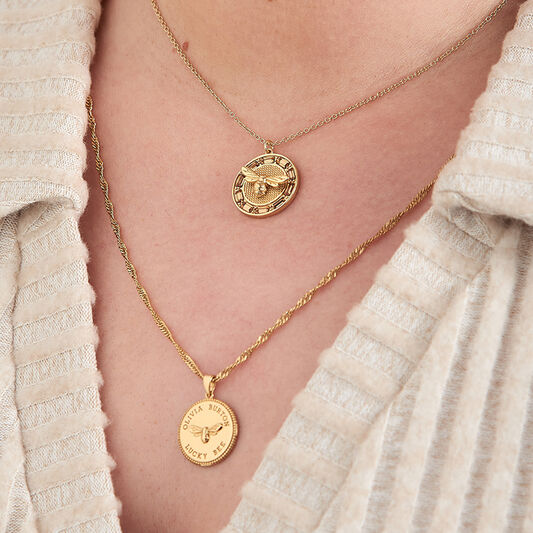 Lucky Bee Coin Gold Pendant Necklace