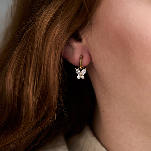 Dormeuses Sparkle Butterfly Marquise Butterfly or