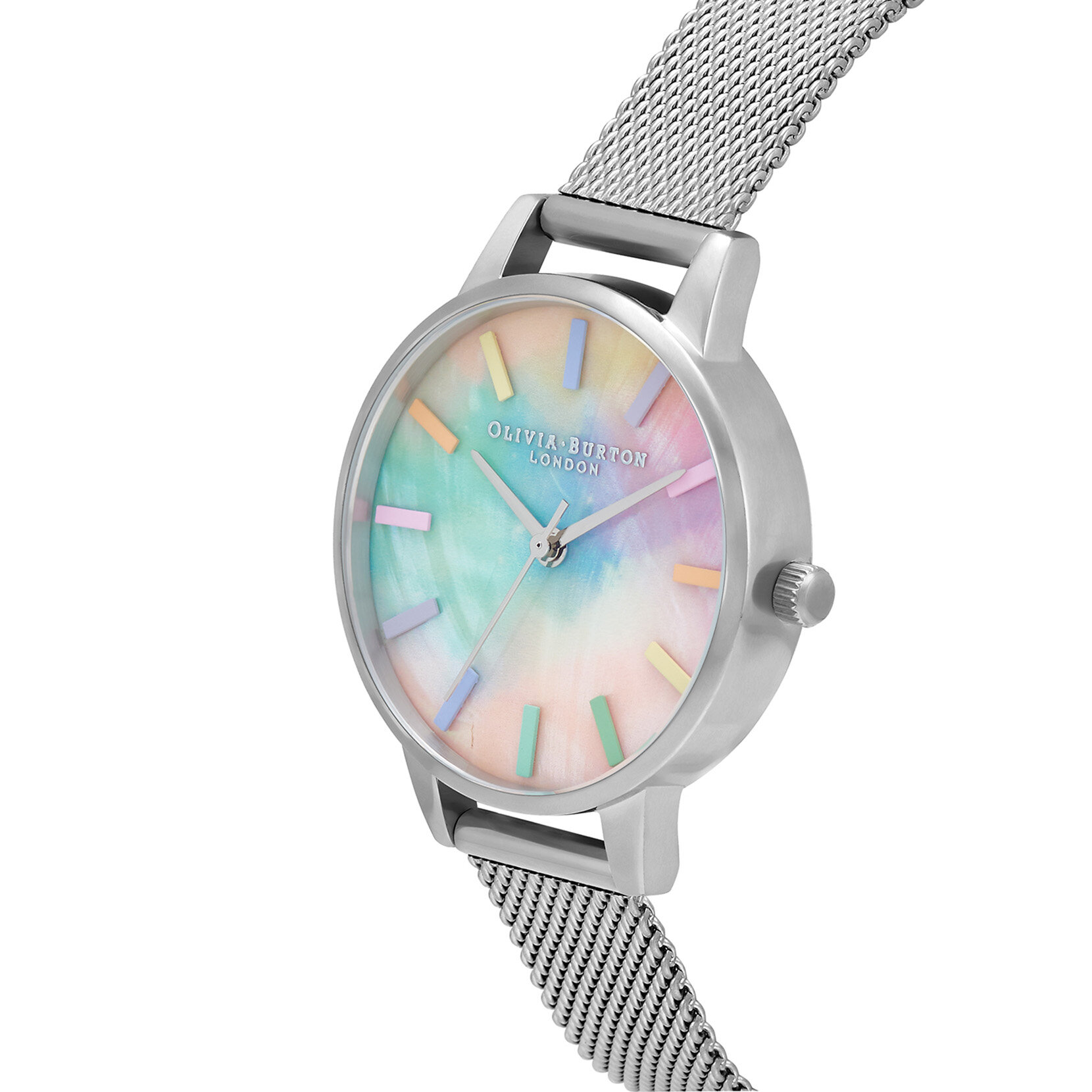 30mm Rainbow & Silver Mesh Watch