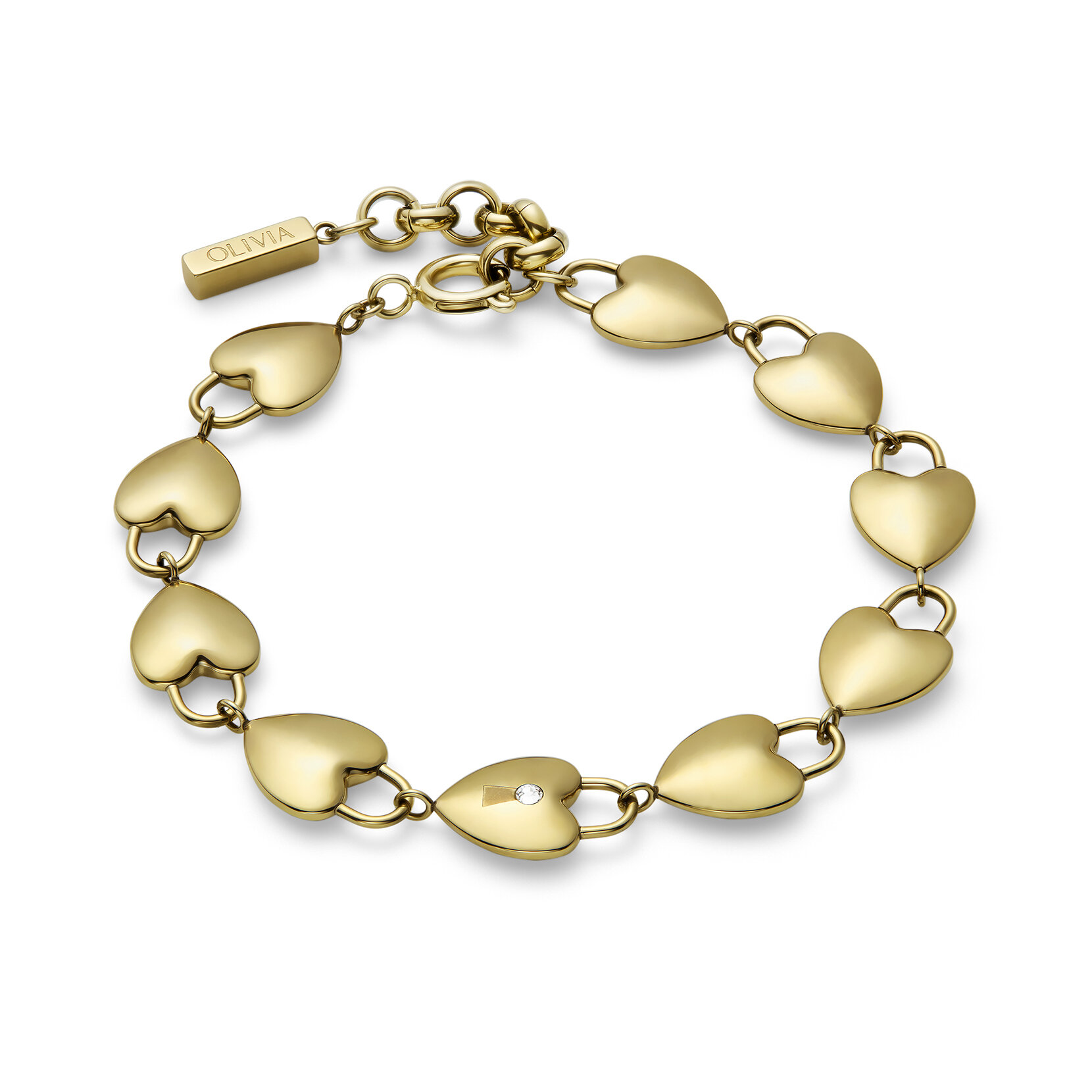 Bracelet Locked Heart Or plaqué