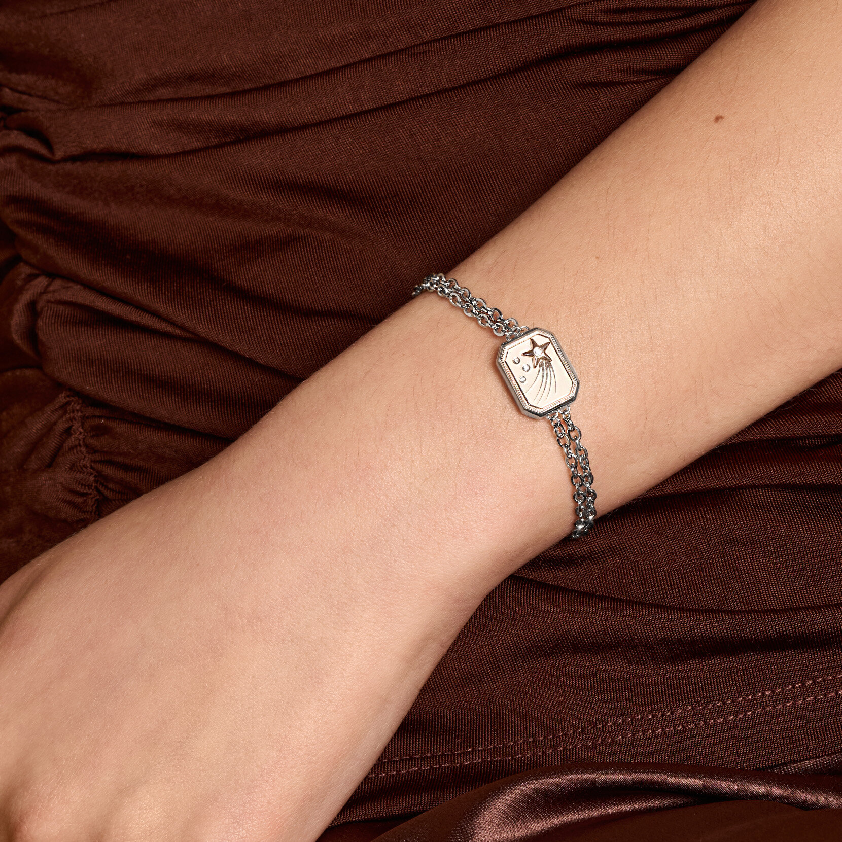 Shooting Star Ivory & Silver Tone Bracelet