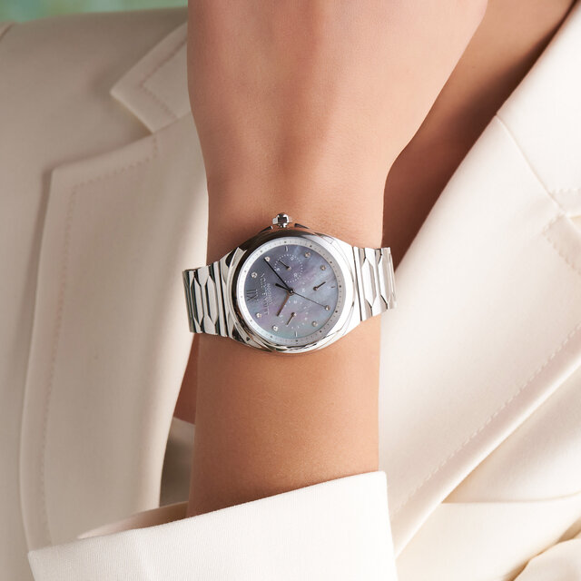 36mm Lustre Multi-Function Light Grey & Silver Bracelet Watch