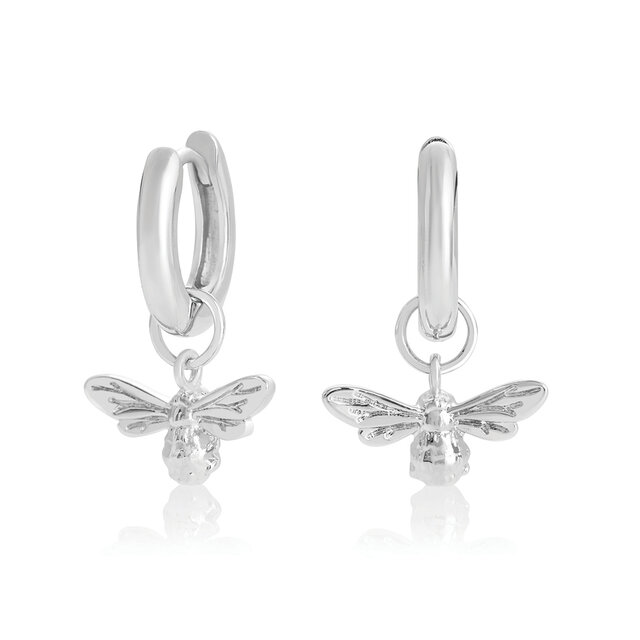 Silver Bee Huggie Hoops