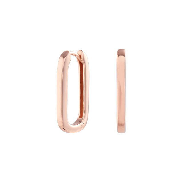 Classic Oval Rose Gold Huggie Hoops