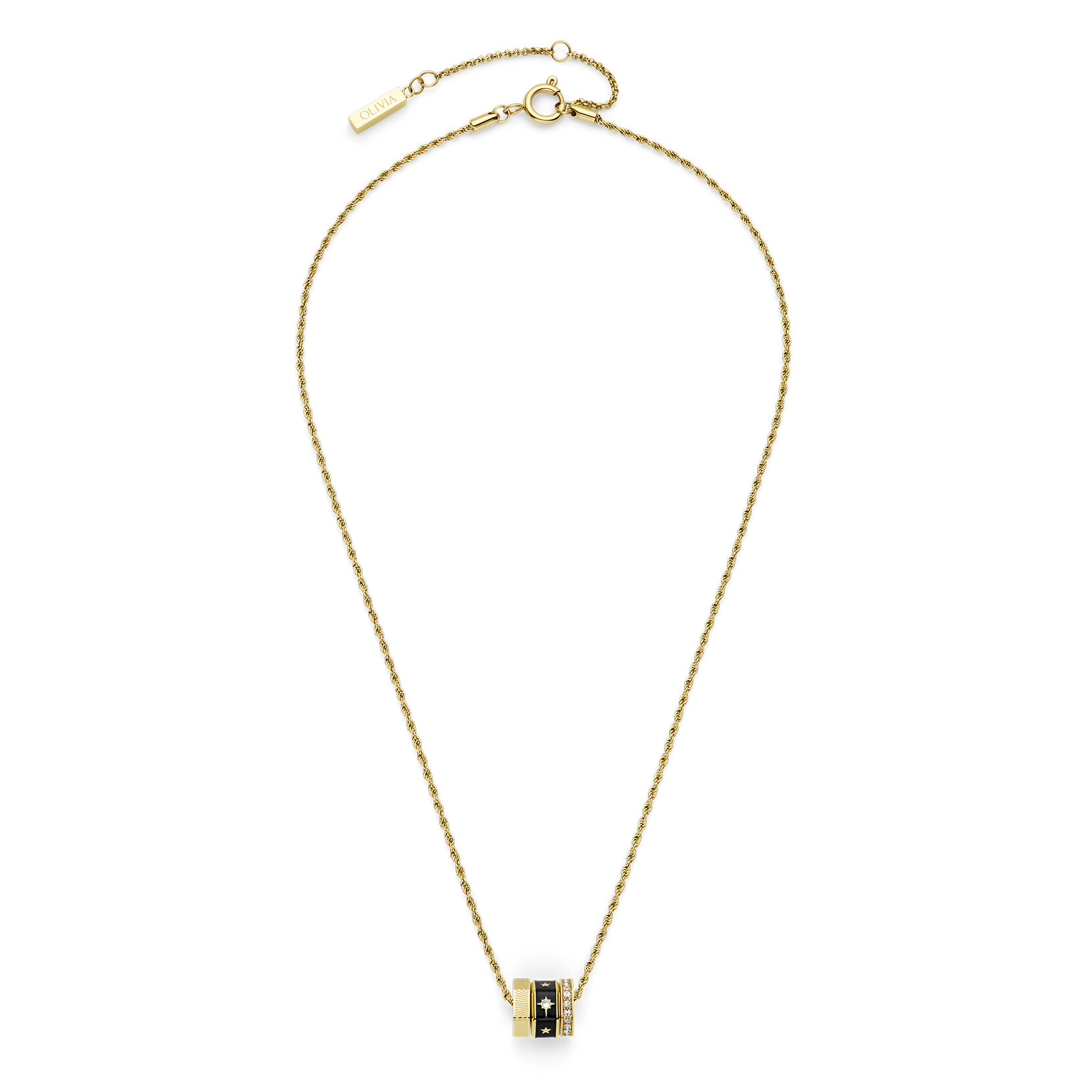 Collier Bead Charm Noir et Plaqué Or