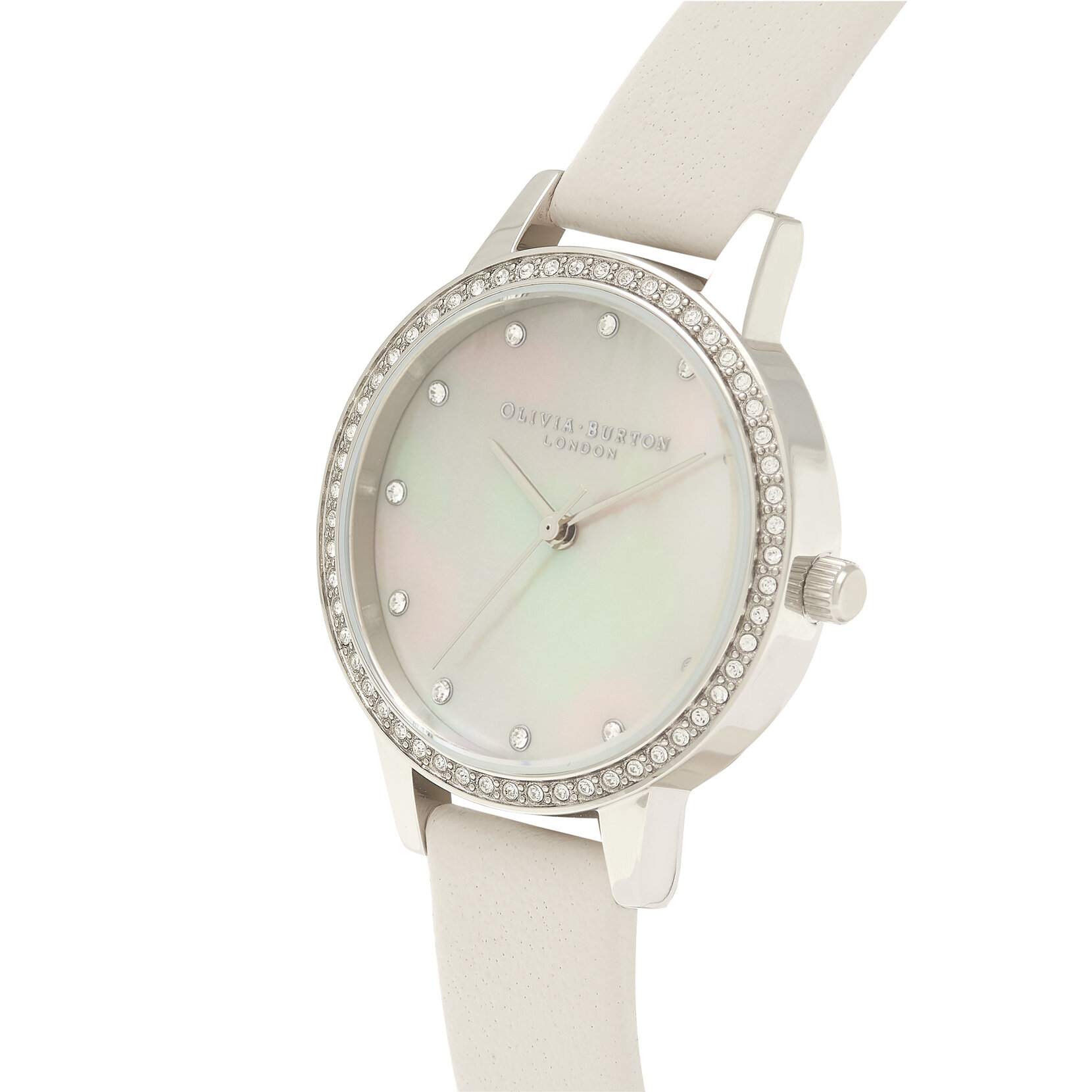 30mm Silver & Blush Leather Strap Watch