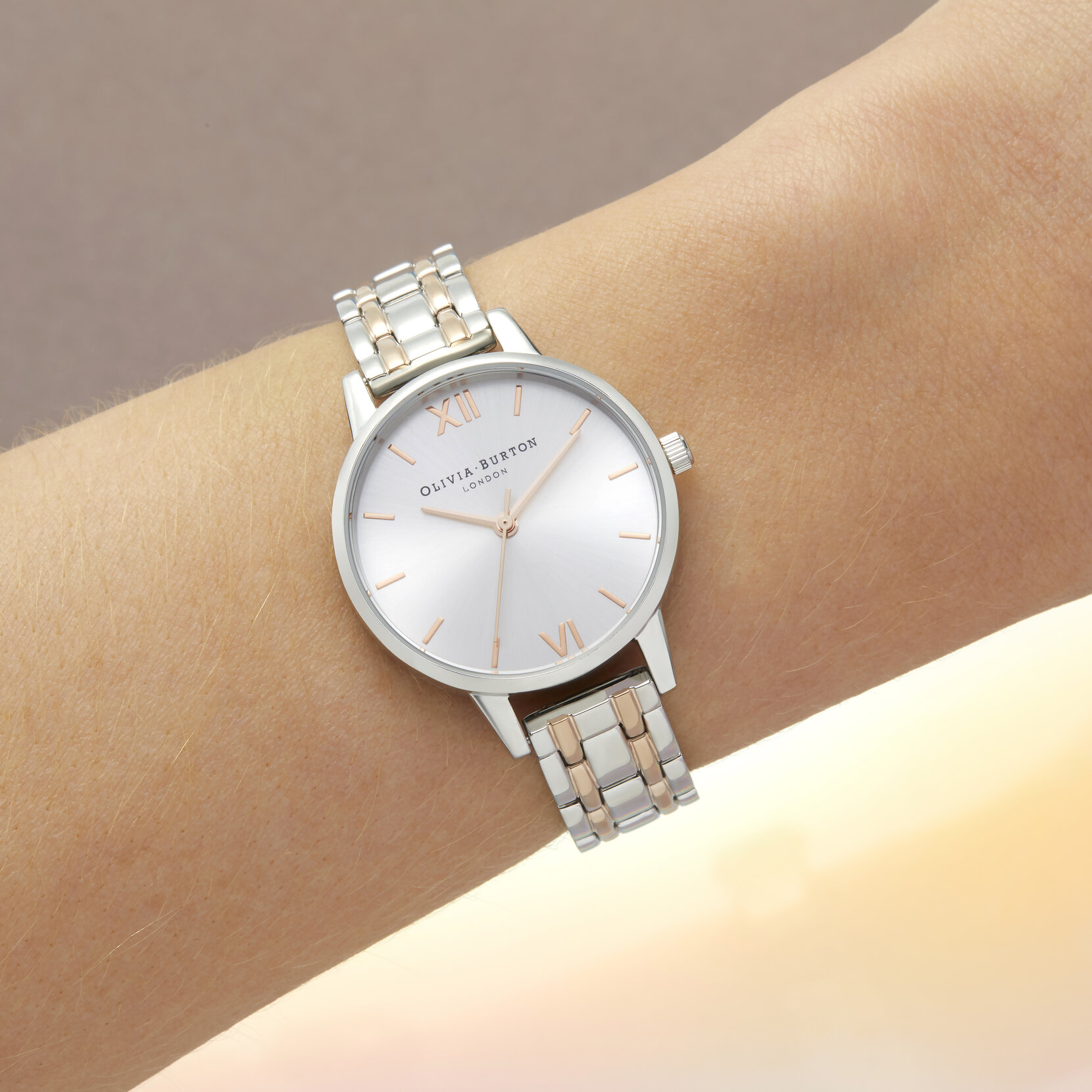 30mm Silver & Carnation Gold Bracelet Watch