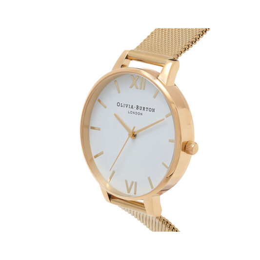 Big Dial Gold Mesh Watch