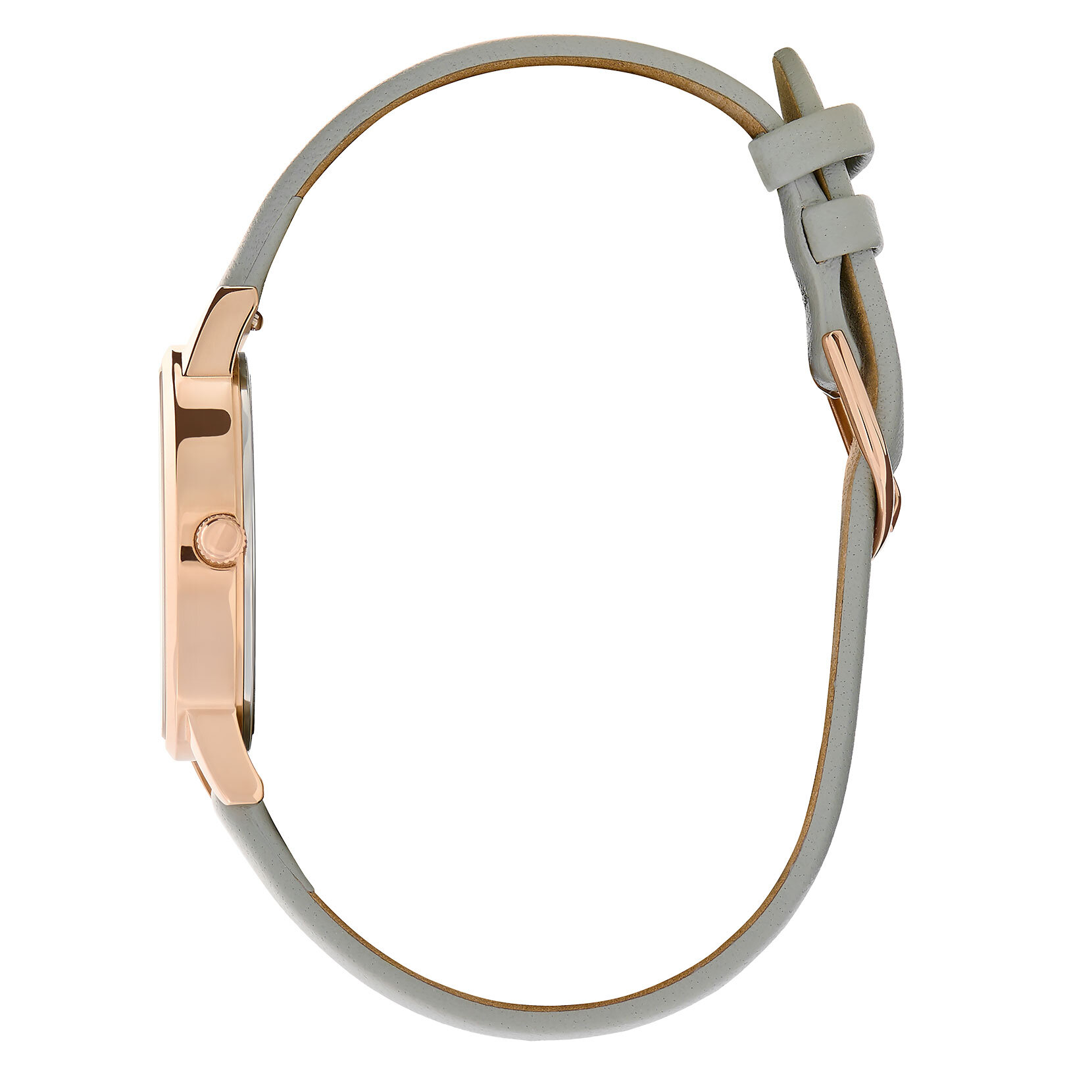 30mm Rose Gold & Gray Leather Strap Watch