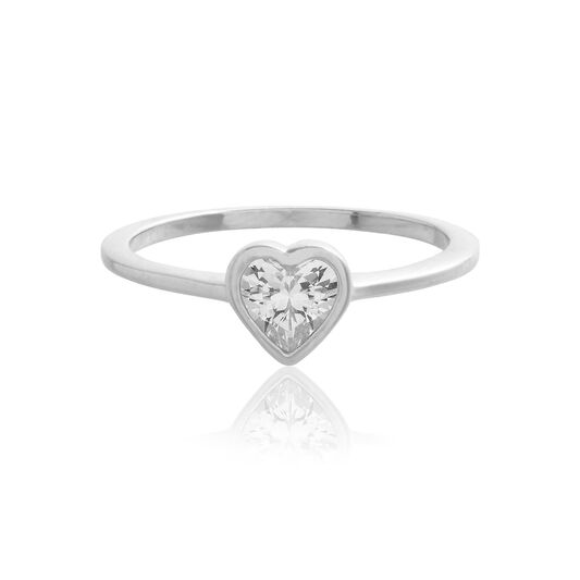 Classic Crystal Heart Ring Silver