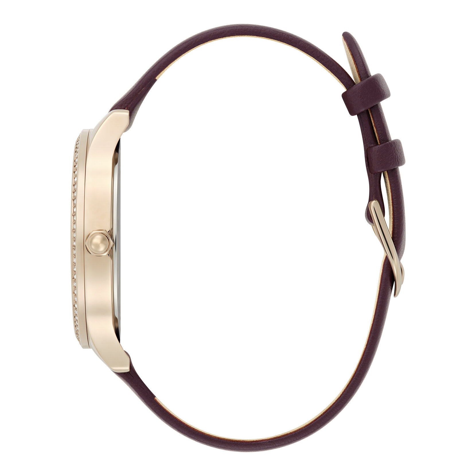 Montre Beaulieu 34&nbsp;mm Or Rose et Bracelet Cuir Laqu&eacute; Cerise