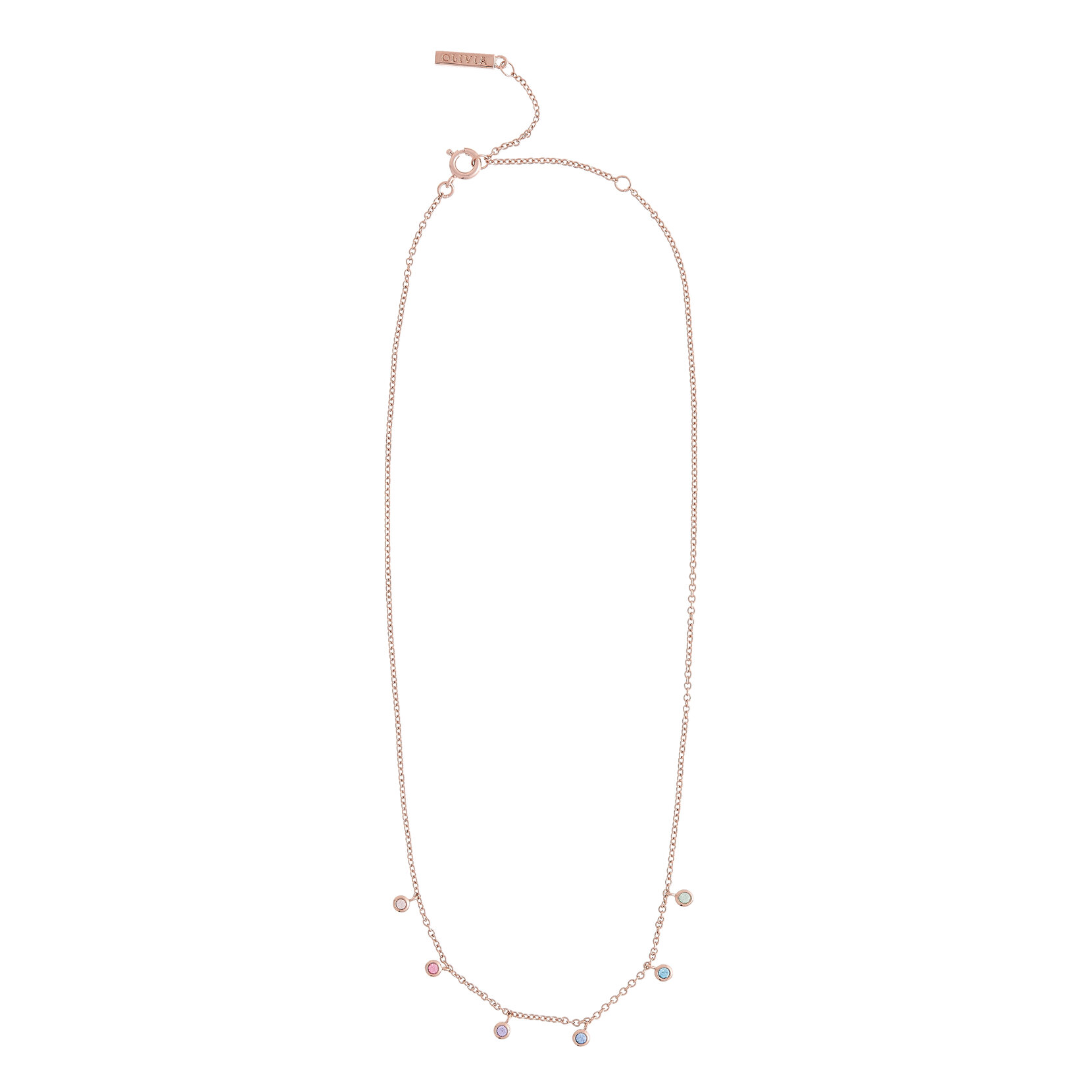 Collier ras du cou Rainbow Crystal or rose