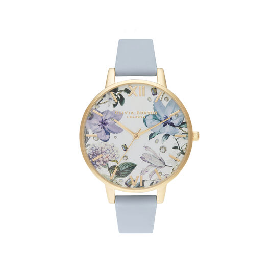 Bejewelled Florals Big Dial Chalk Blue & Gold
