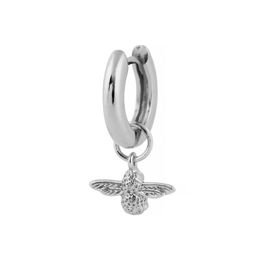 3D Bee Silver Huggie Hoop Earrings