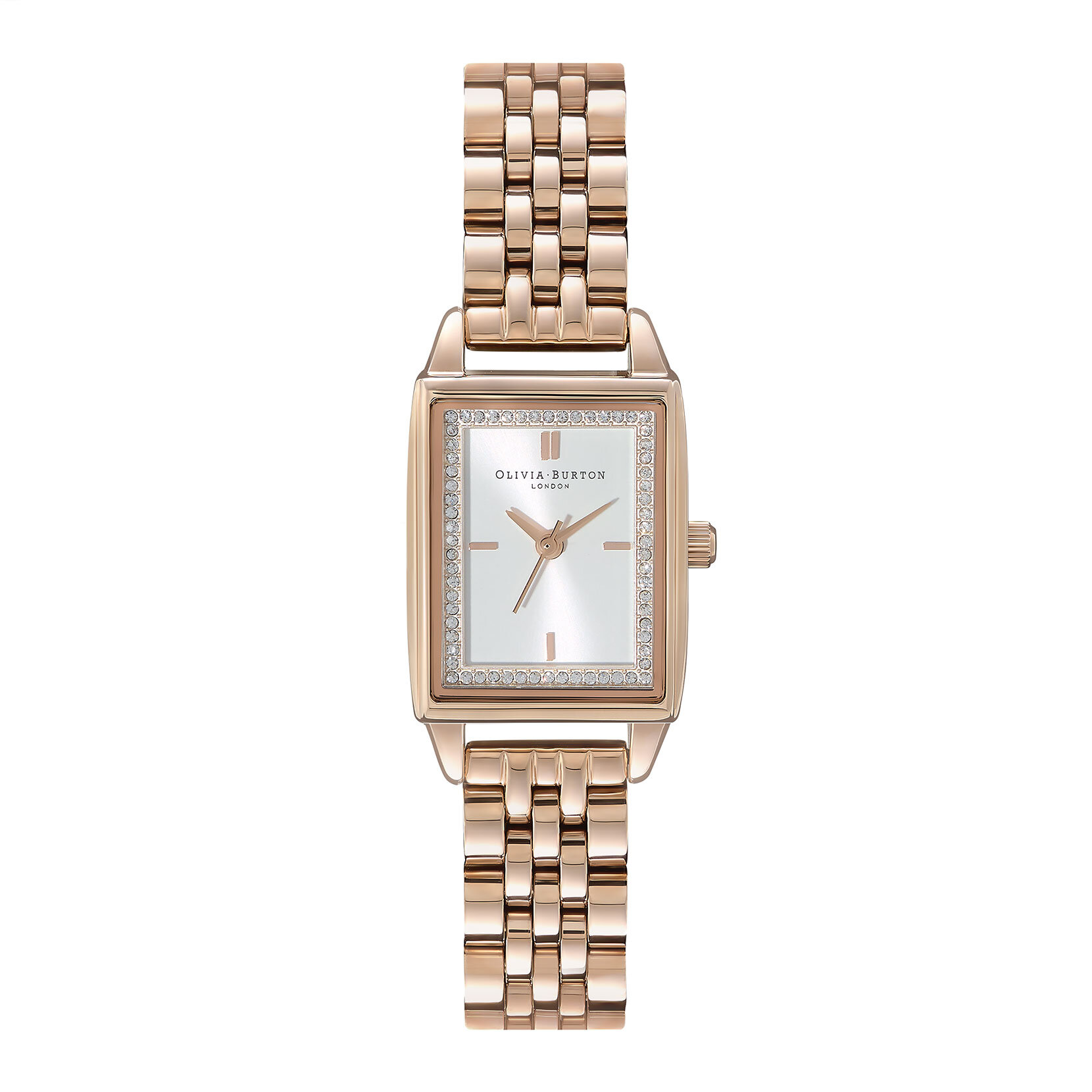 21mm Rectangle White & Carnation Gold Bracelet Watch