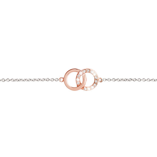 Bejewelled Interlink Chain Bracelet Rose Gold & Silver