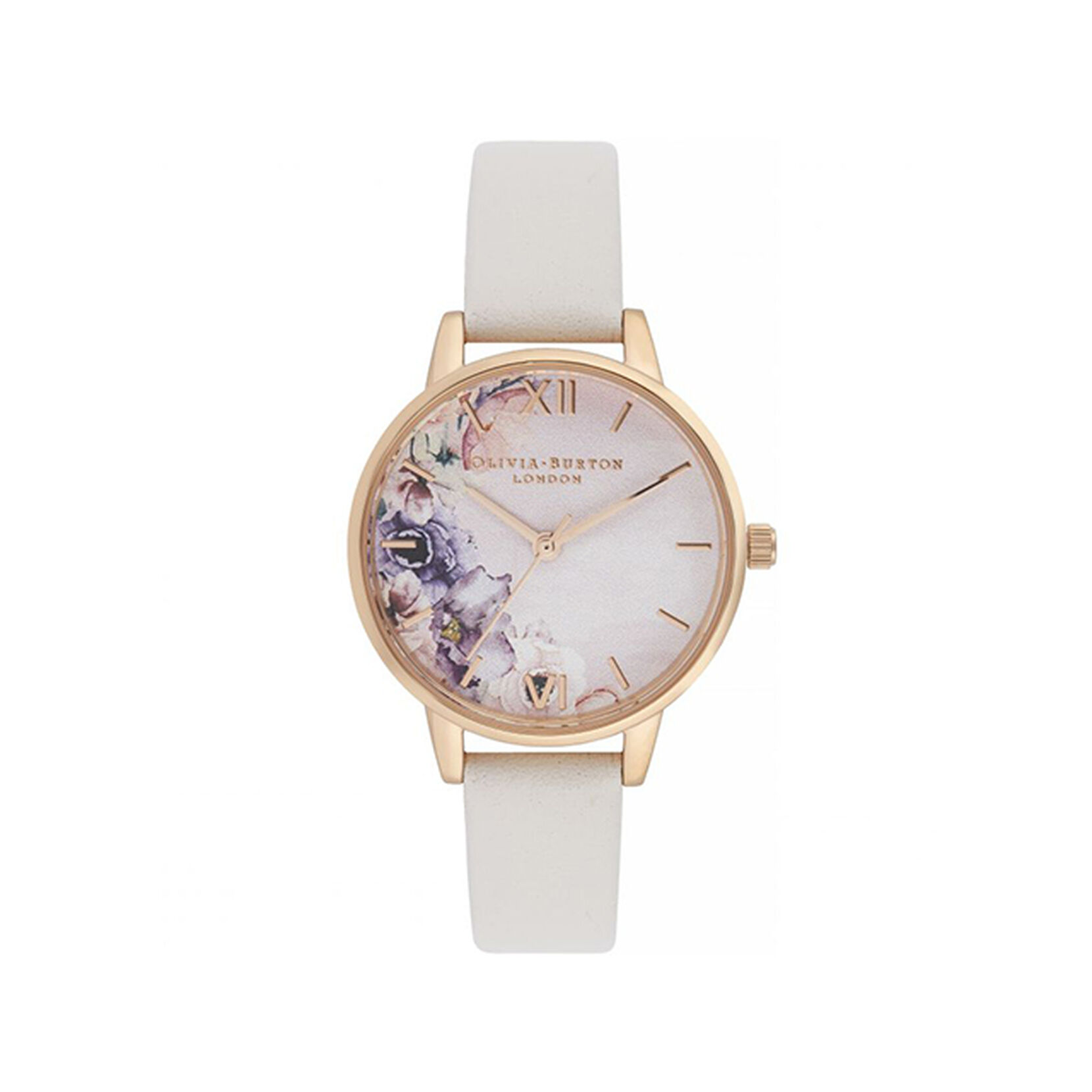 Watercolour Florals Midi Dial Watch and 3D Bee Rose Gold Bracelet Gift Set