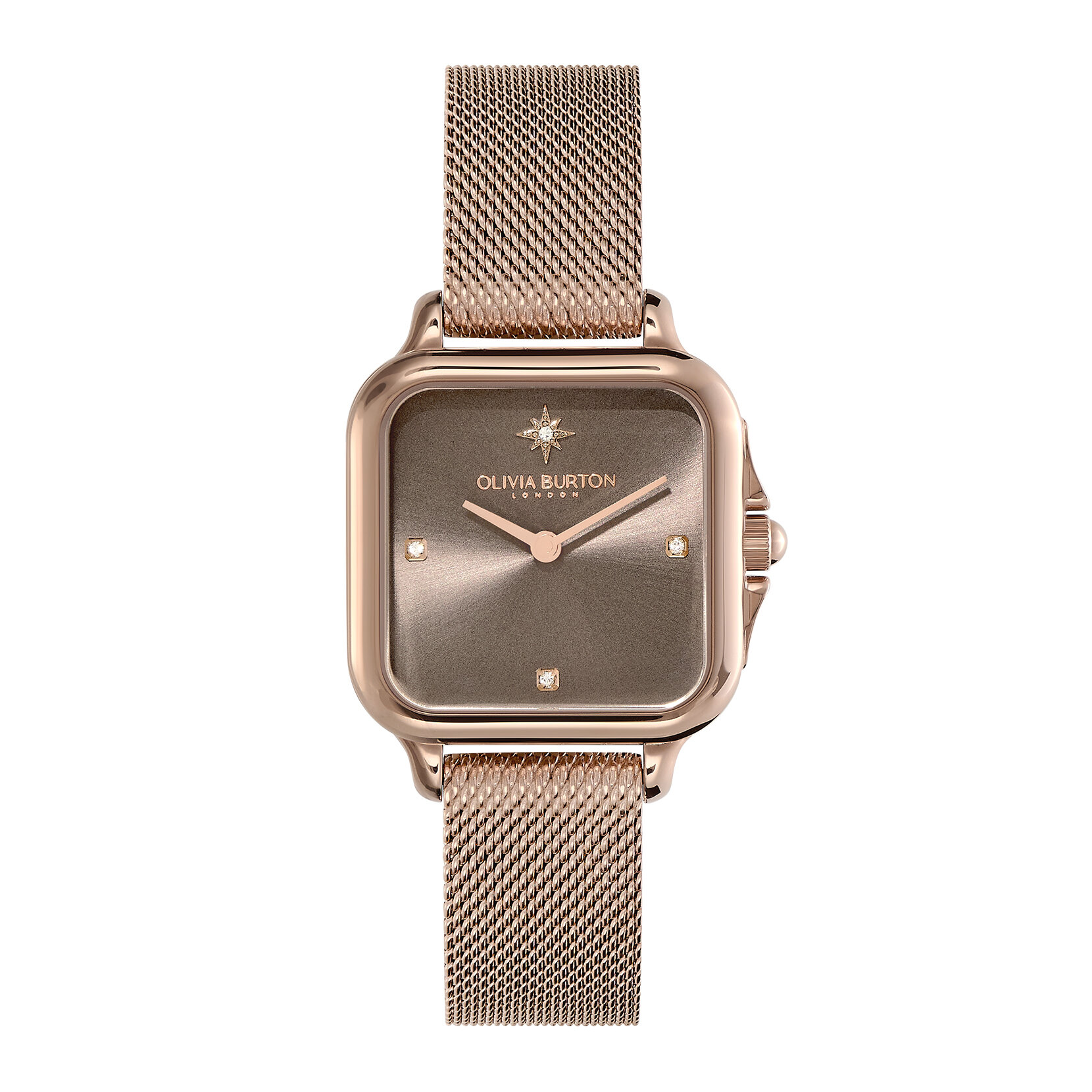 28mm Grosvenor Mushroom & Carnation Gold Mesh Watch