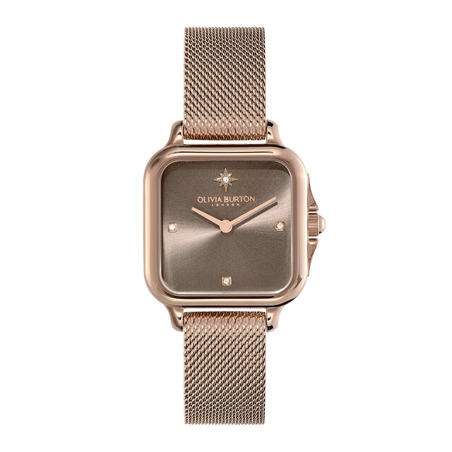 Montre Grosvenor bracelet milanais Champignon et Or rose 28 mm