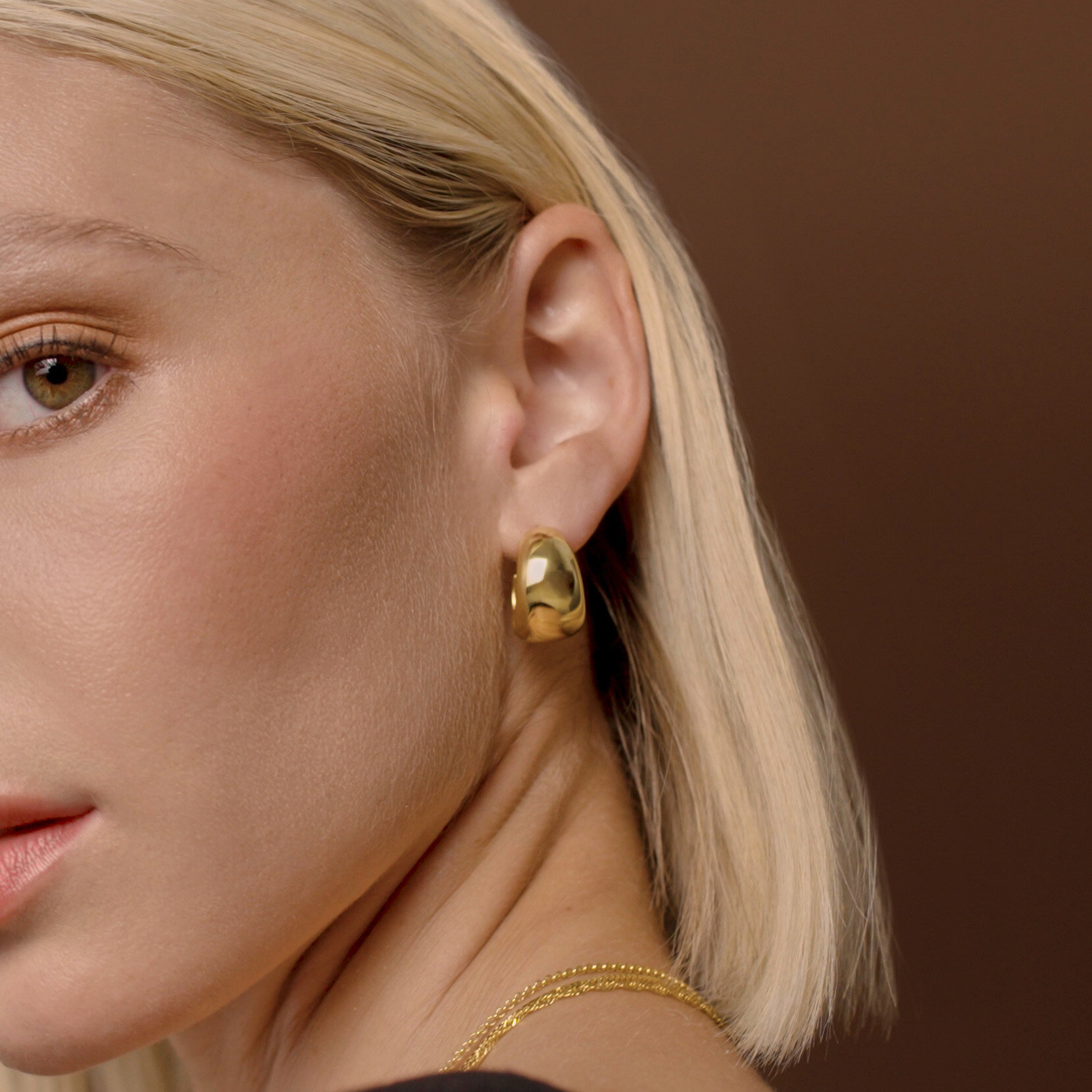 Chunky Graduated Gold Plated Hoop Earrings