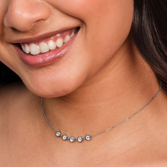 Collier Superposition Ever Stacked Cristal Honeycomb Argent