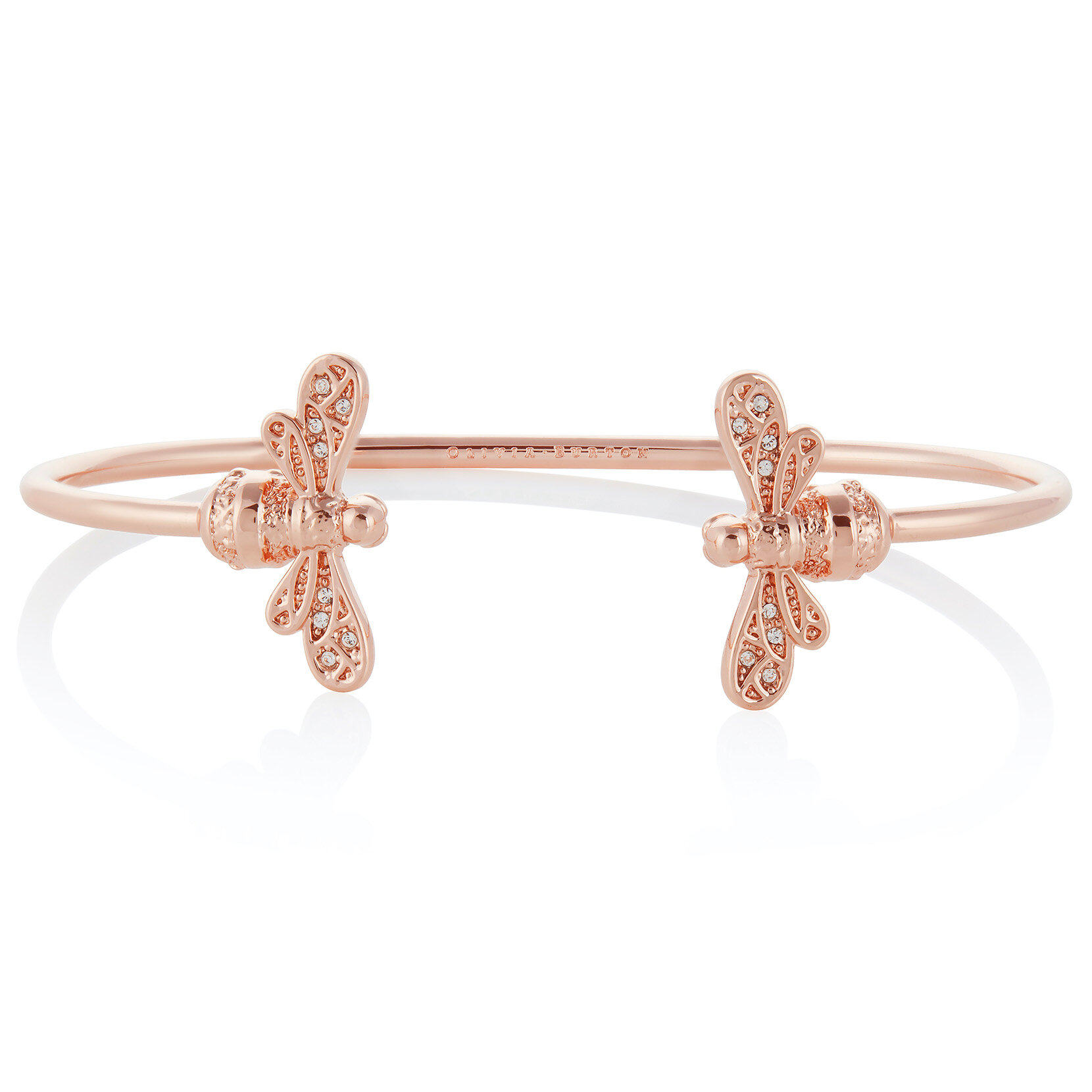 Coffret cadeau montre Sparkle Bee à cadran Midi et bracelet jonc or rose