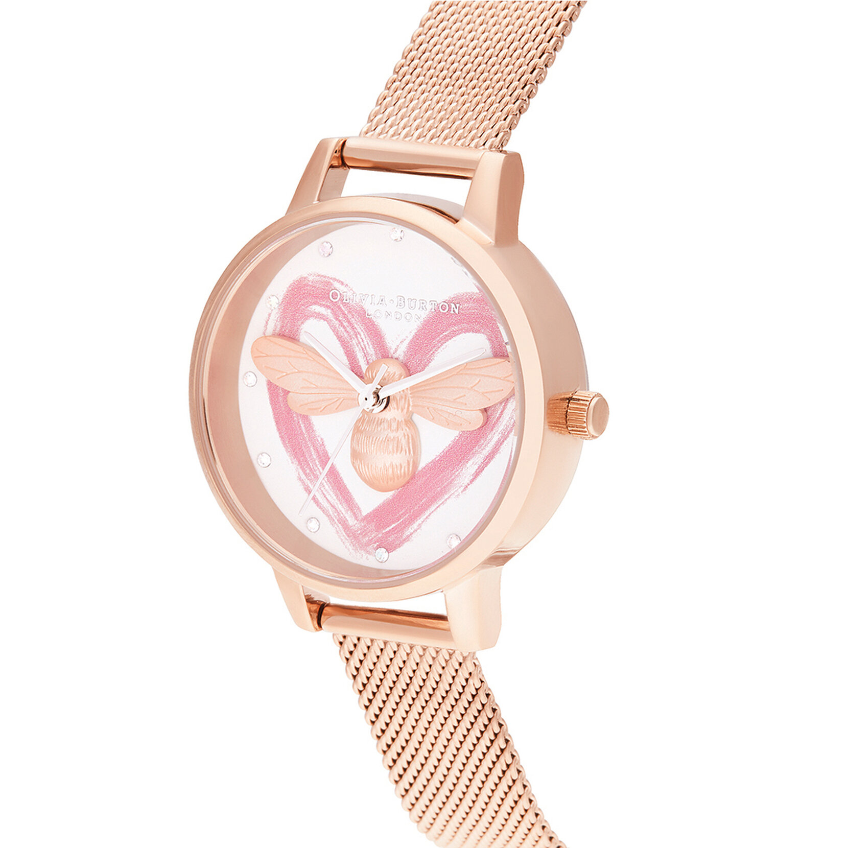 Lucky Bee, argent et bracelet milanais or rose 