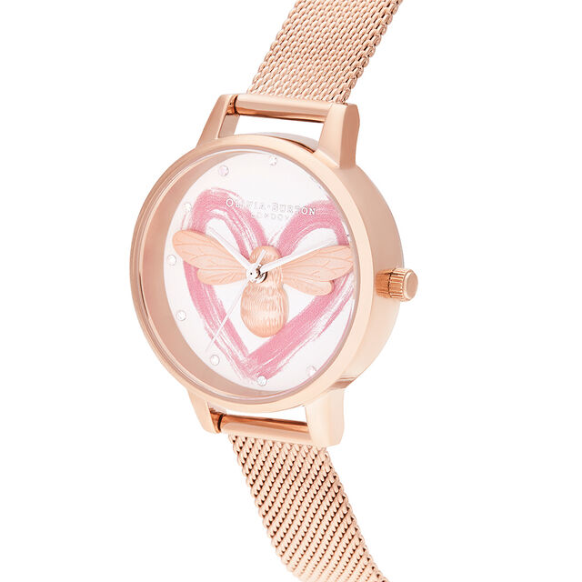 You Have My Heart  Lucky Bee, Silver & Rose Gold Mesh
