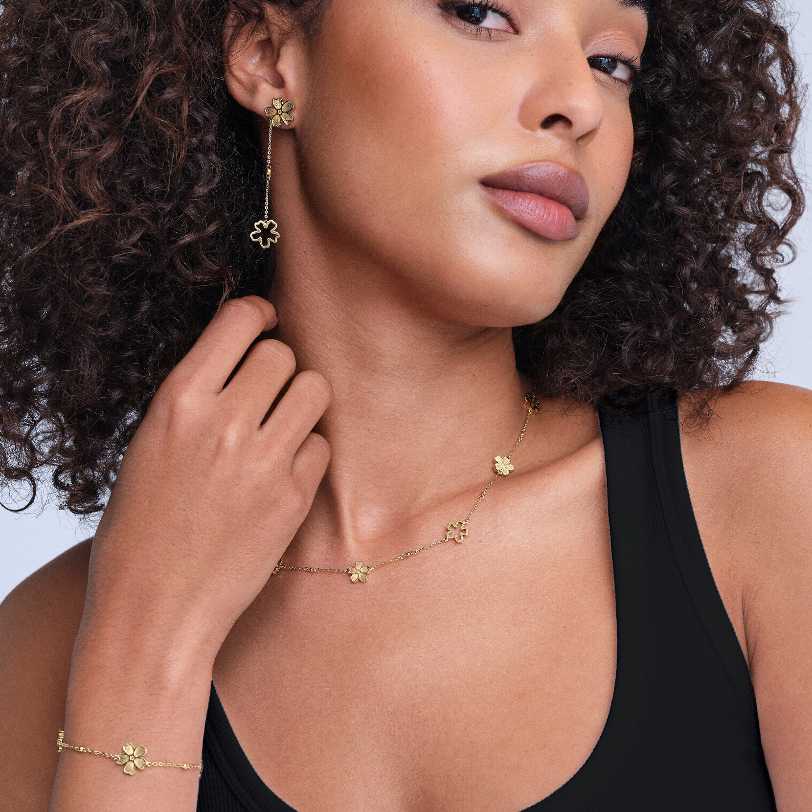Forget Me Not Floral Gold Plated Bracelet