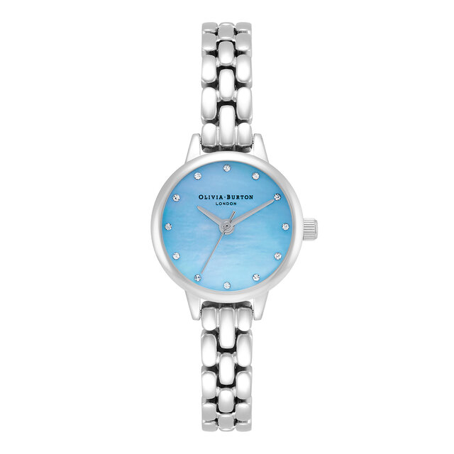 Montre Classic à mini cadran, nacre bleu pâle et bracelet argent