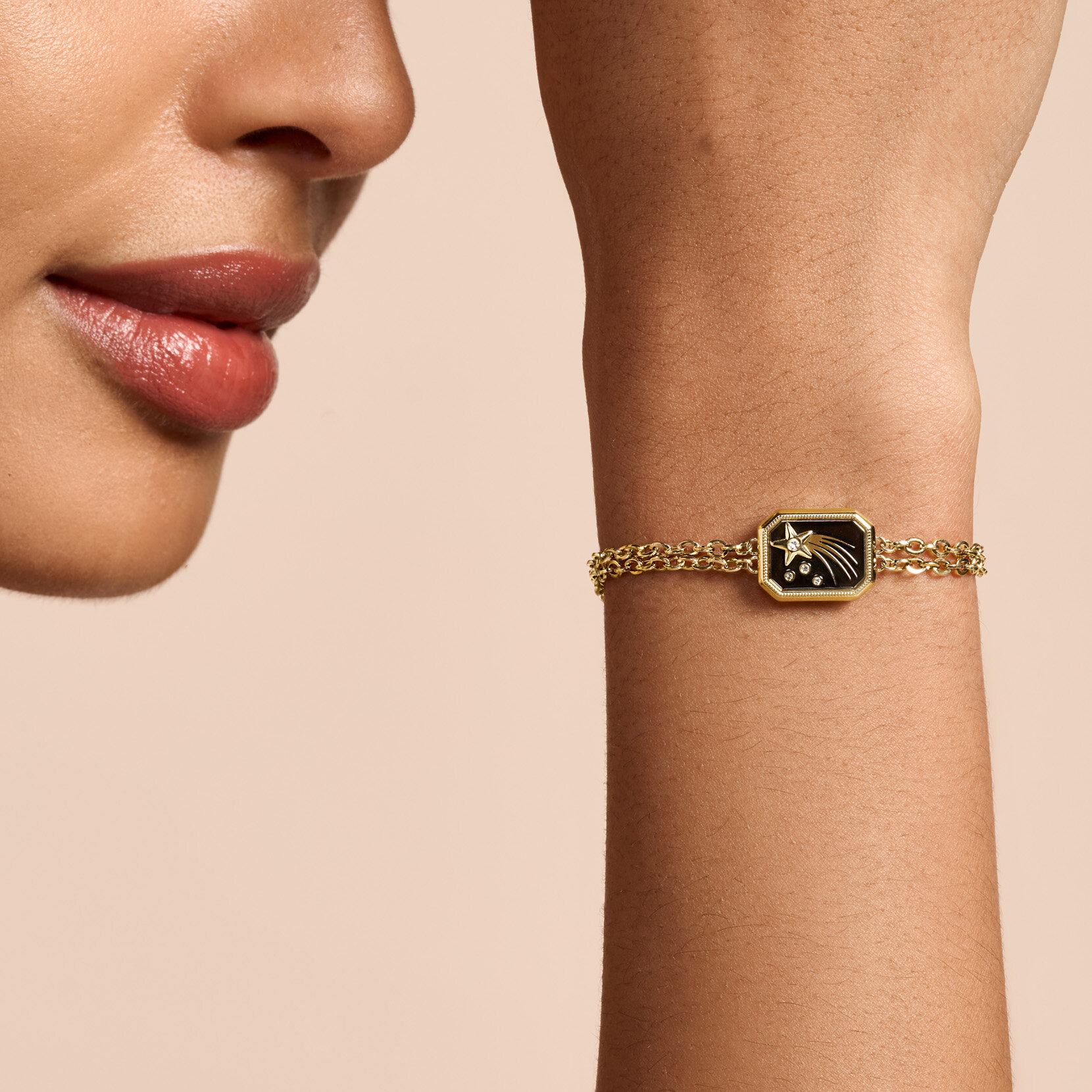 Shooting Star Onyx & Gold Plated Bracelet