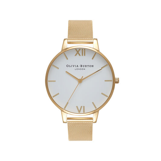 Big Dial Gold Mesh Watch