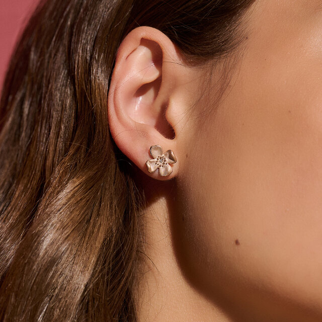 Clous d'oreilles Fleur de cornouiller Or rose