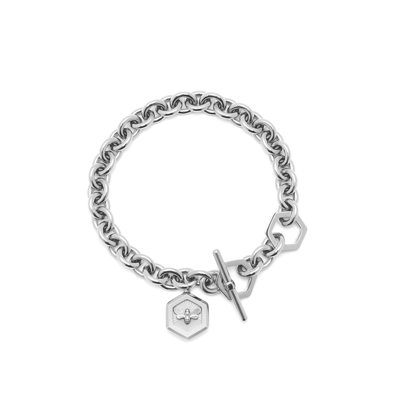 Signature Minima Bee Silver Toggle Bracelet