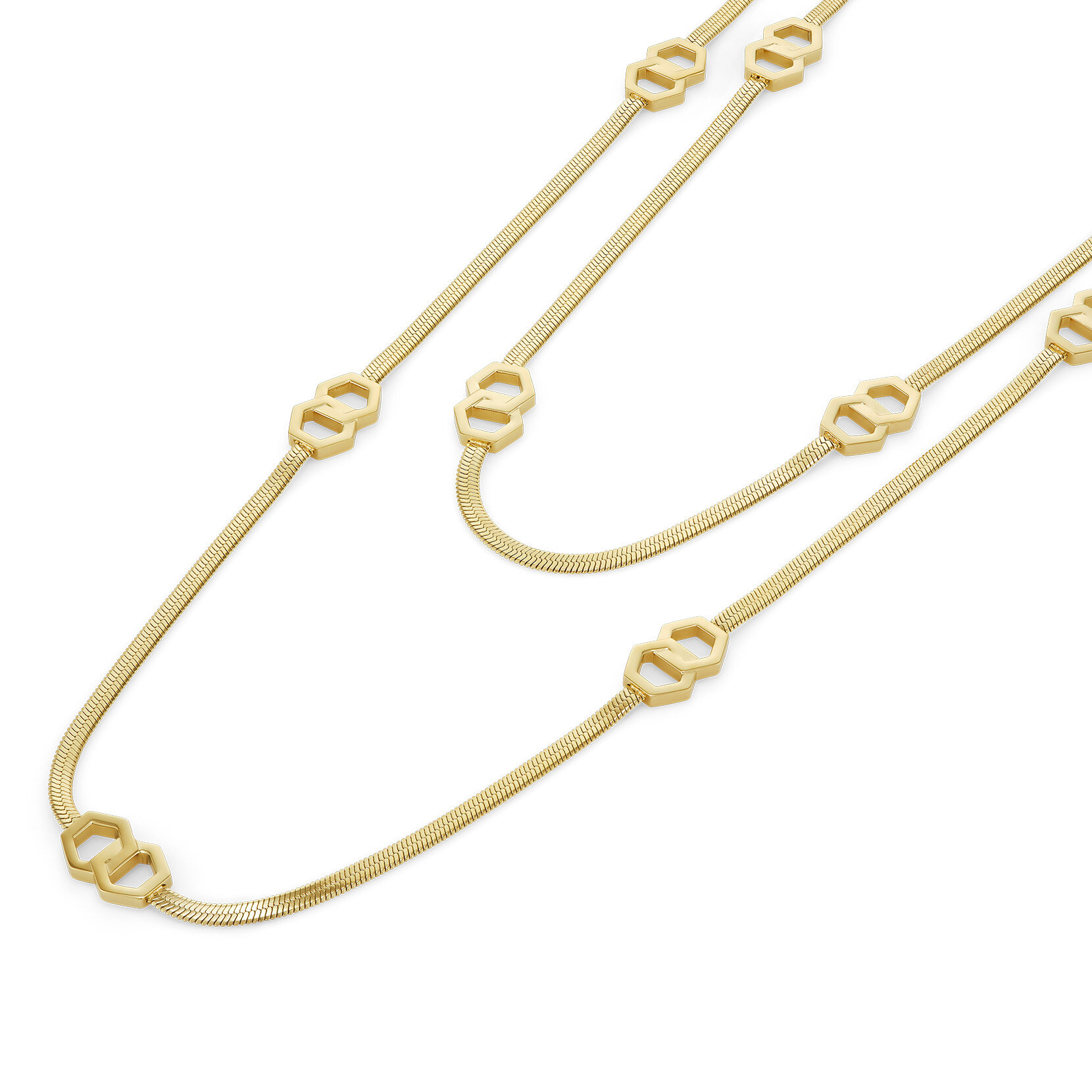 Honeycomb Loop Gold Plated Long Necklace