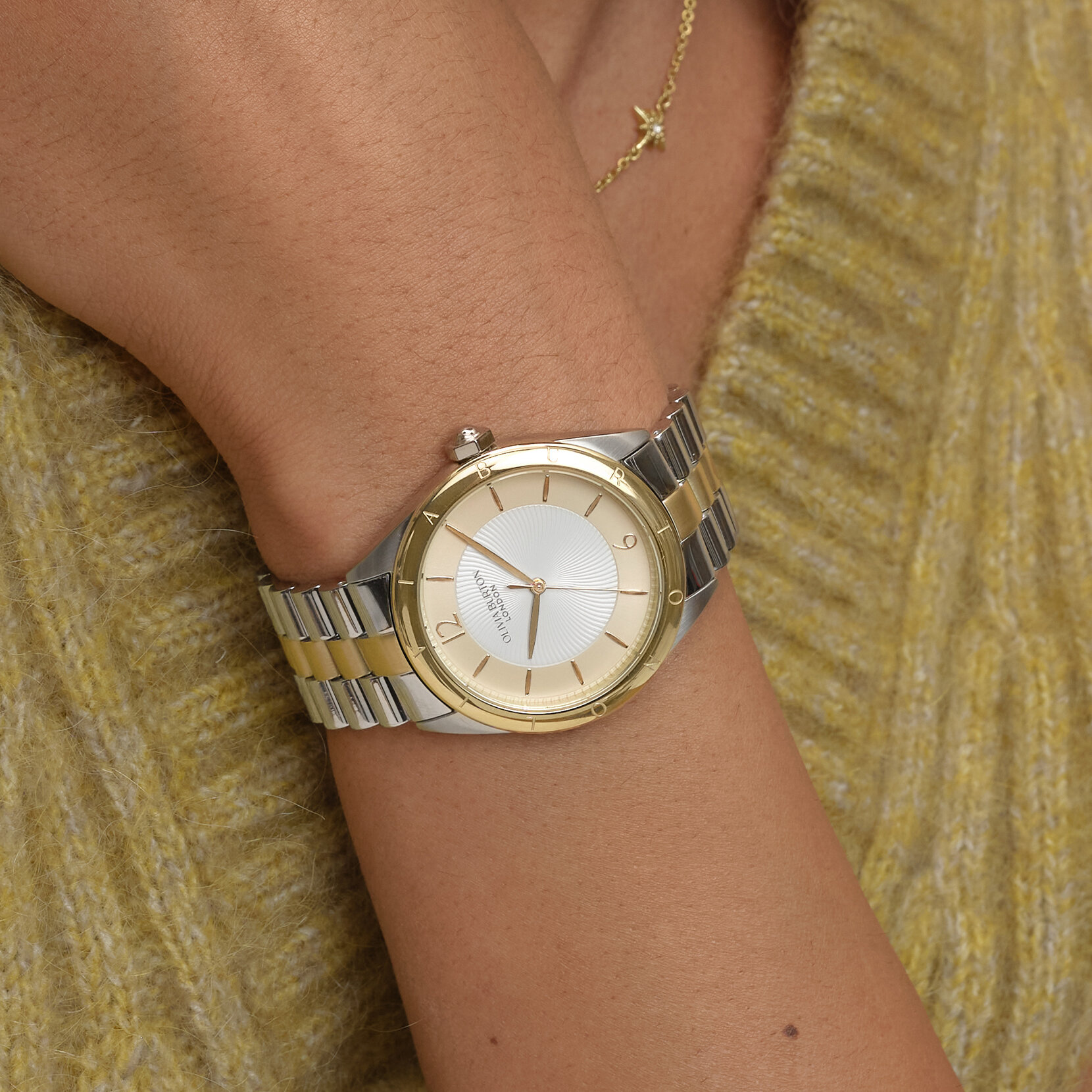 Montre Swirled Blanche et Bracelet Bicolore 36 mm