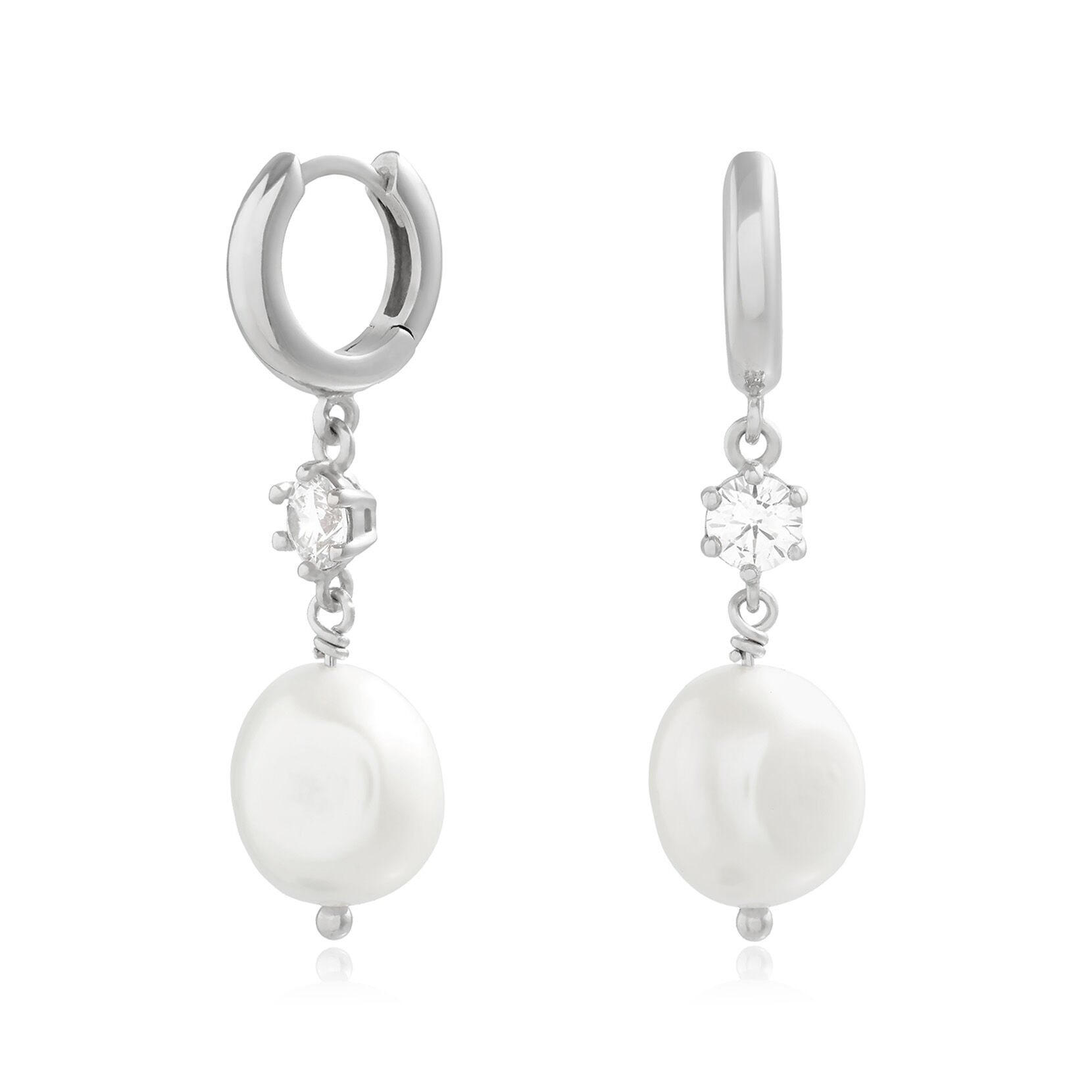 Classics Pearls Silver Pearl Hoop Earrings Olivia Burton London