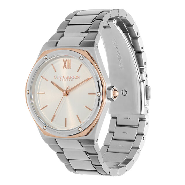 33mm Hexa White, Carnation Gold & Silver Bracelet Watch