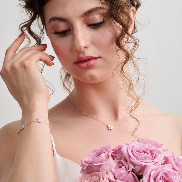 Collier Sparkle Butterfly Marquise Butterfly argent