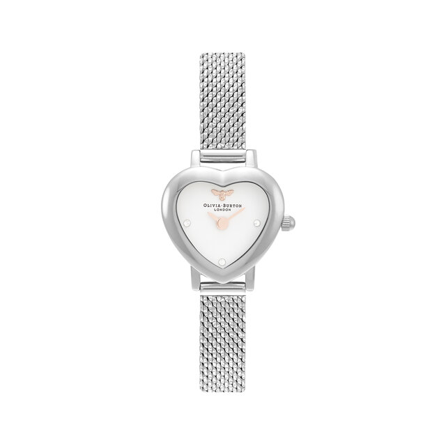 22mm White & Silver Mesh Watch