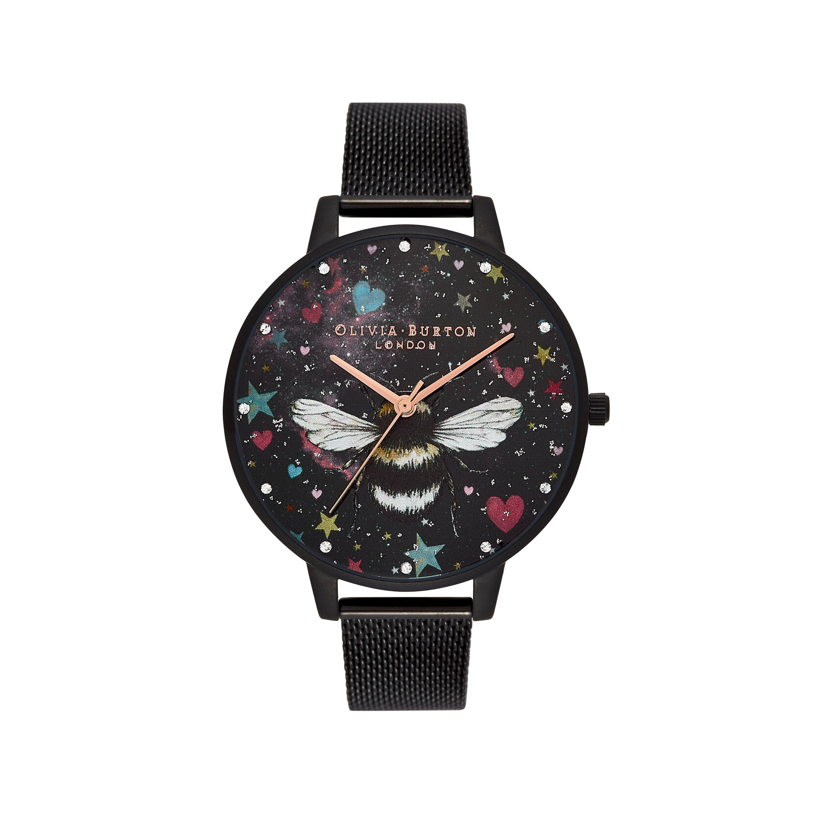 38mm Black Mesh Watch