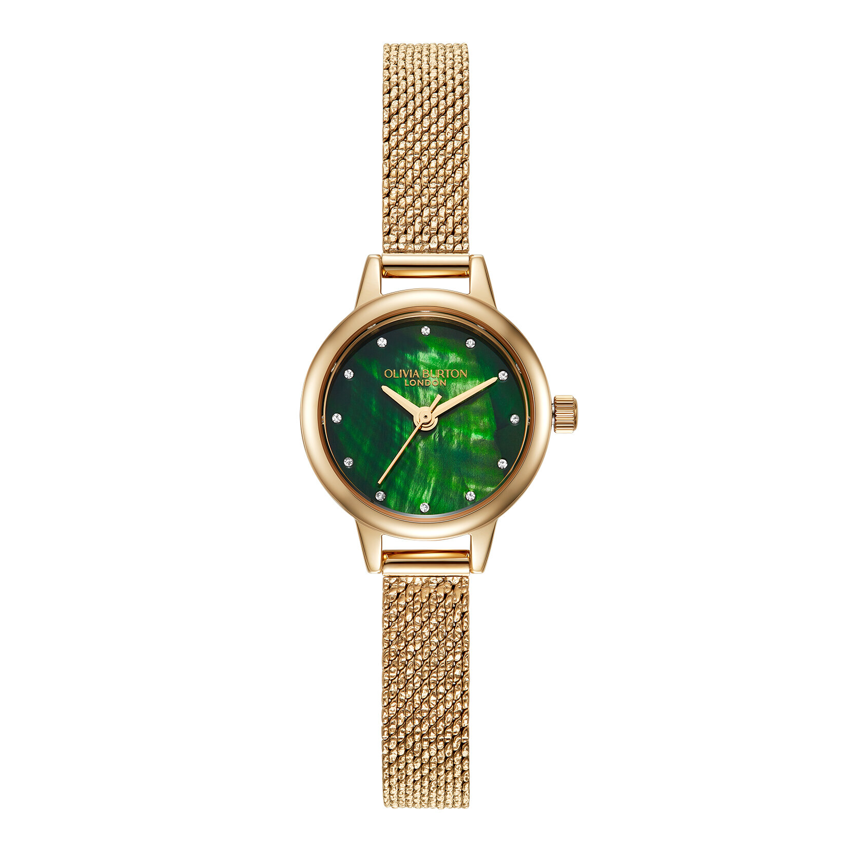 Mini Montre en maille Verte et Or 23 mm