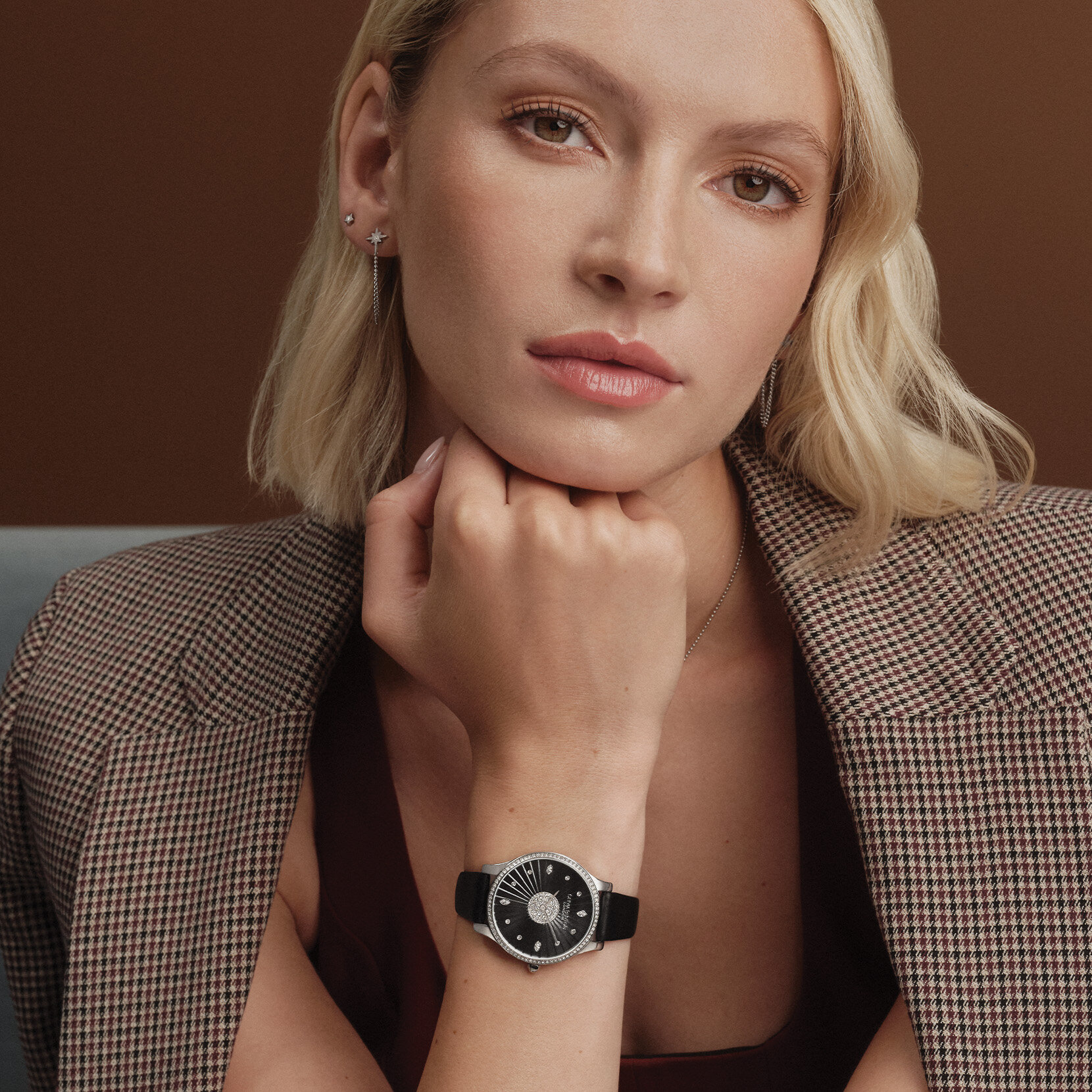 34mm Beaulieu Silver & Black Leather Strap Watch