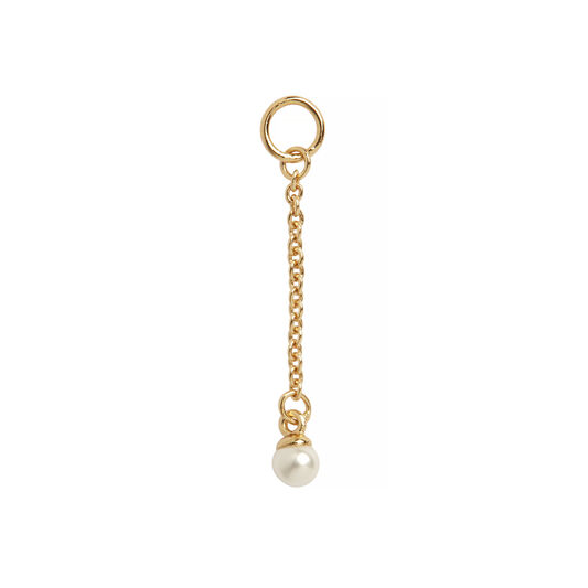 Pearl Drop Gold Huggie Charm