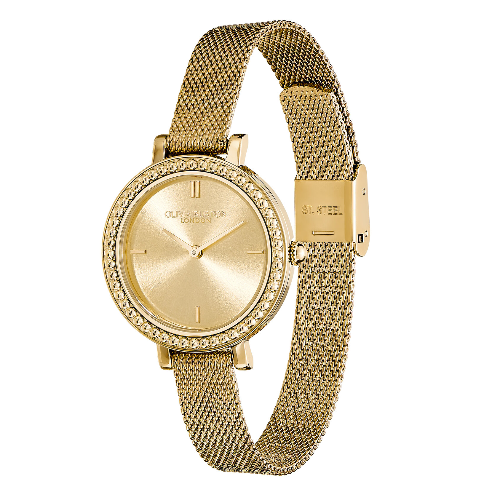 30mm Vintage Bead Gold Mesh Watch
