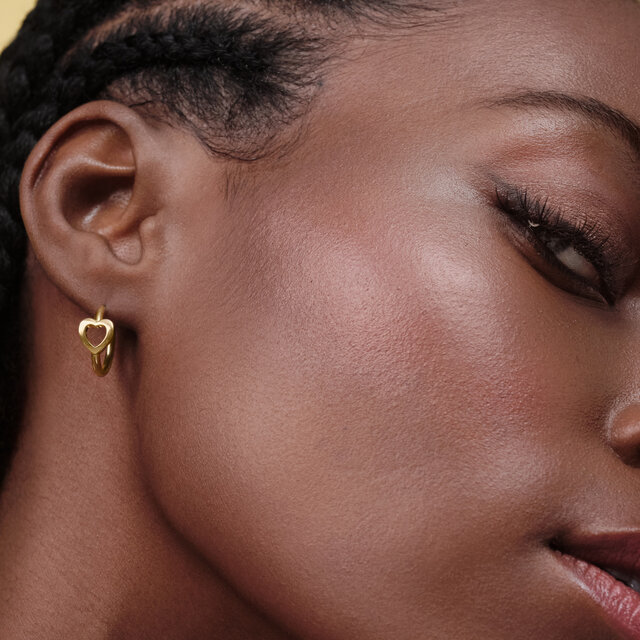 Boucles d'oreilles Kindred Interlink Heart plaqu&eacute;es or
