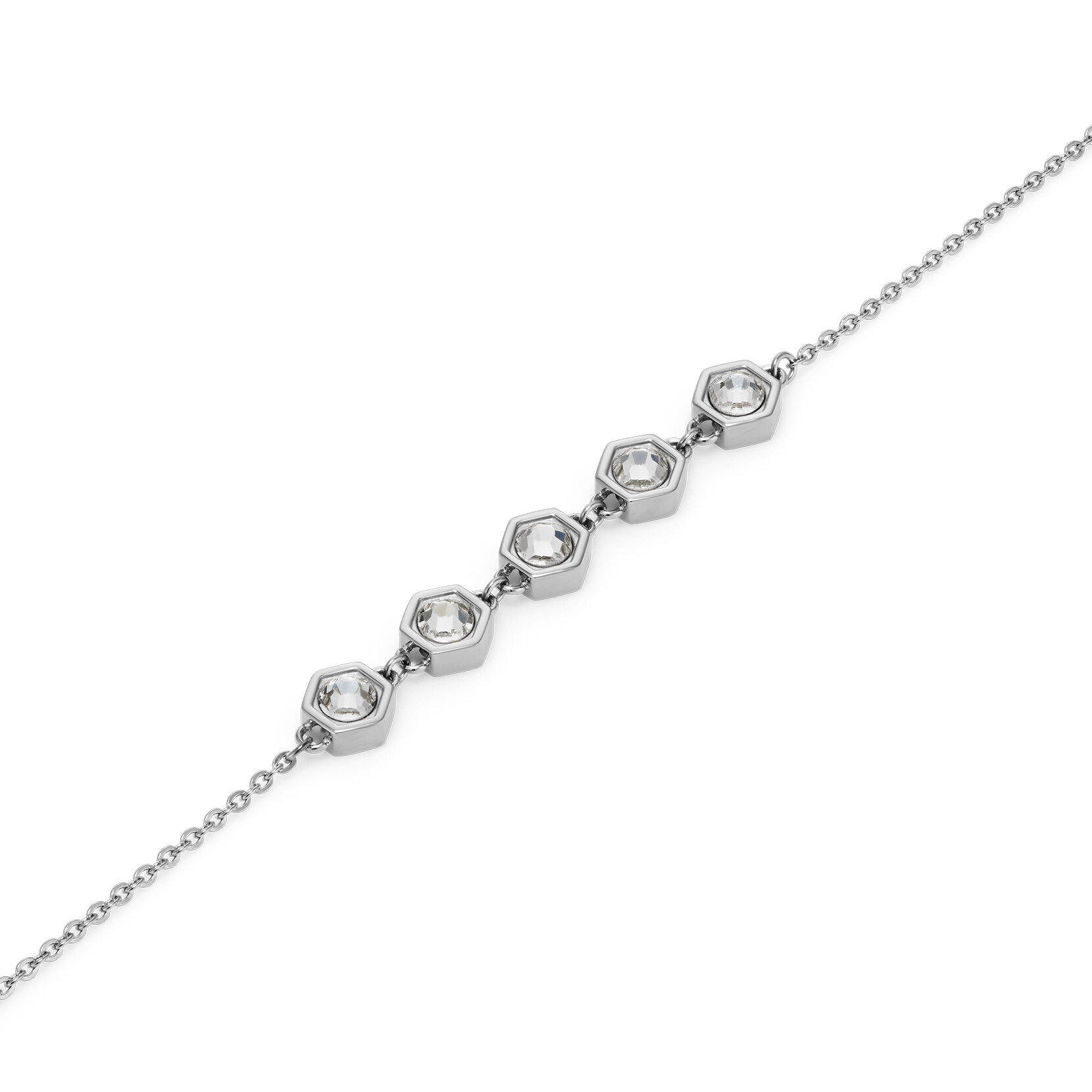 Ever Stacked Crystal Honeycomb Silver Tone Stacking Bracelet