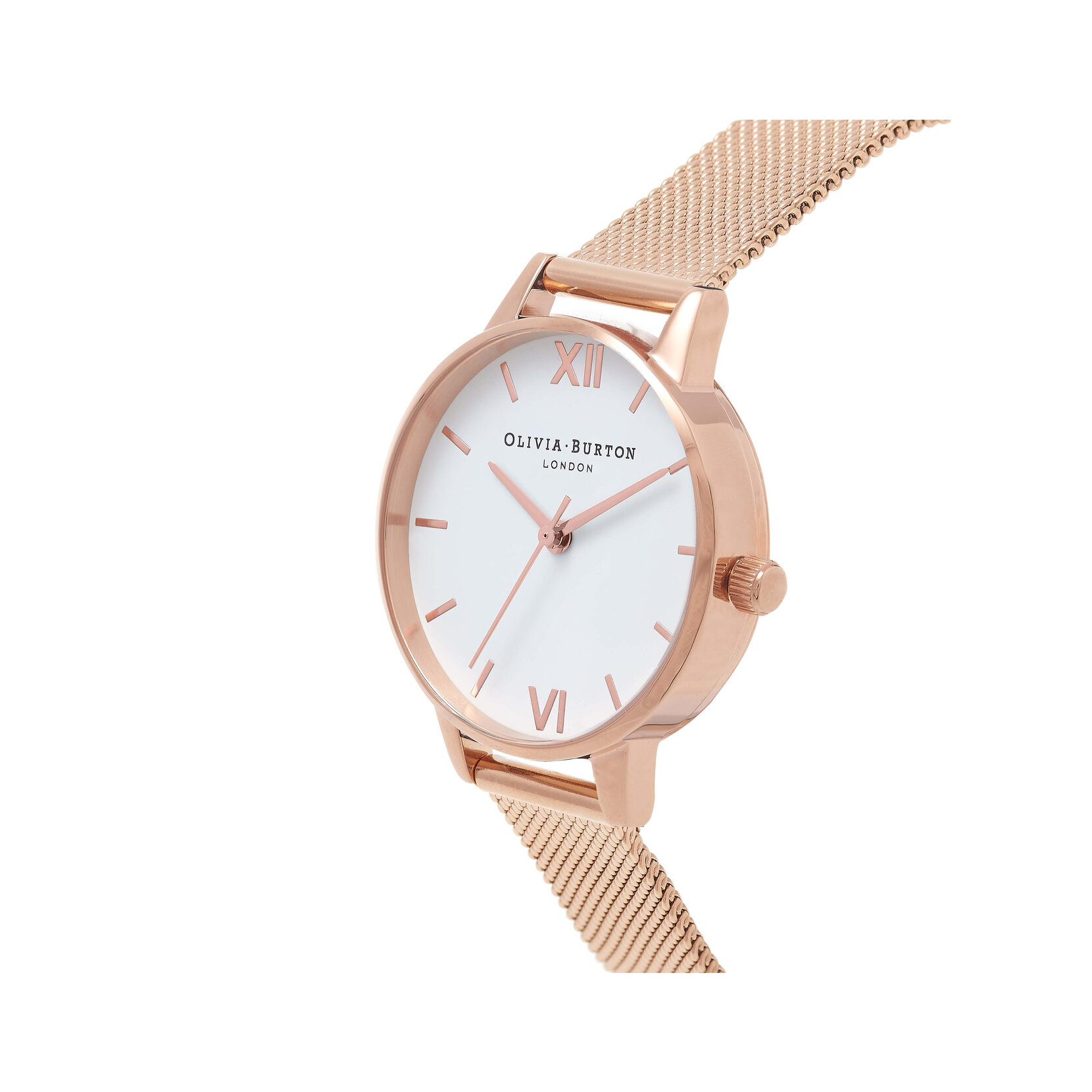 30mm White & Rose Gold Mesh Watch