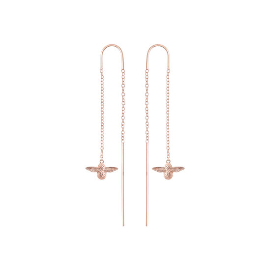 3D Bee Threader Earrings Rose Gold