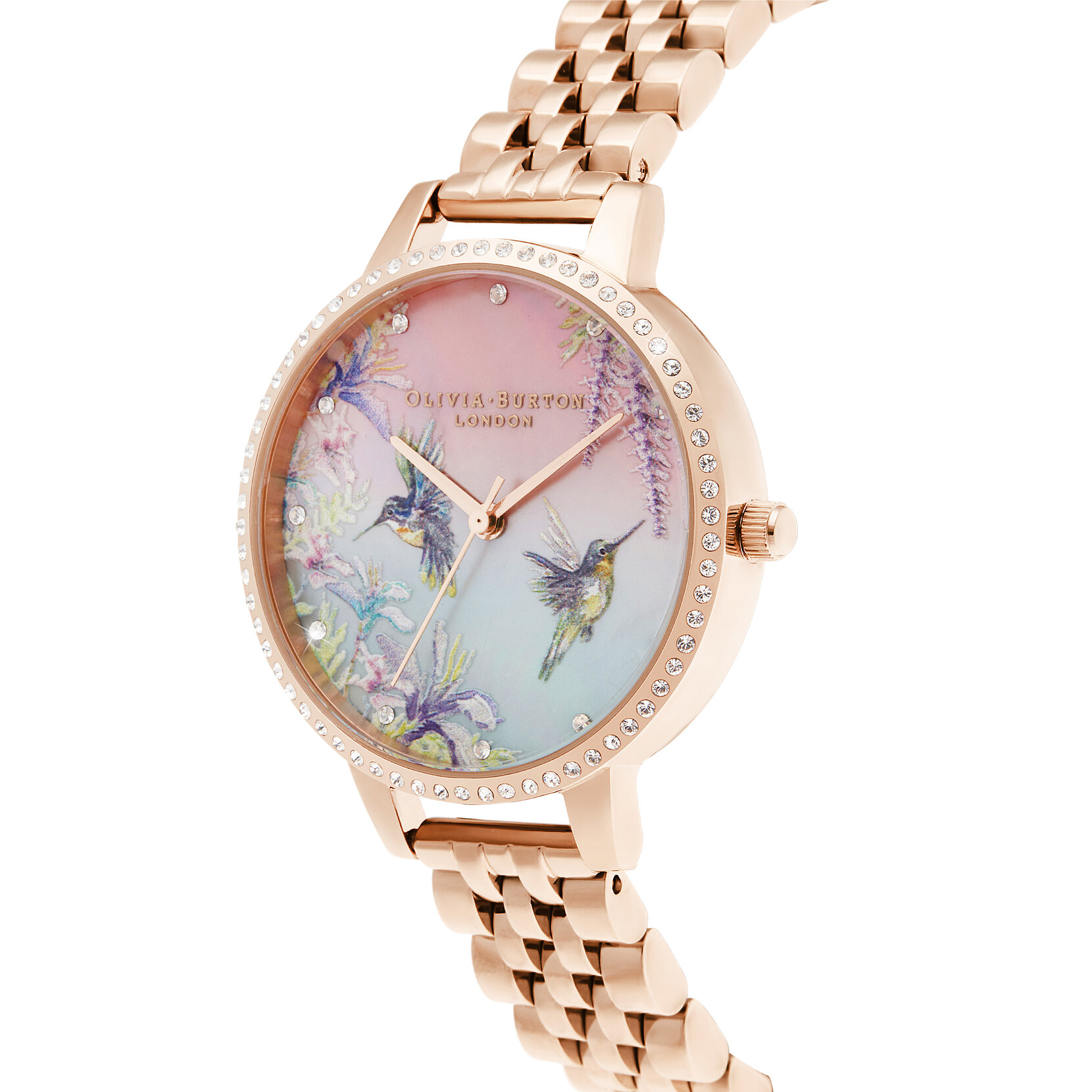 Sparkle Hummingbird Rose Gold Bracelet Watch